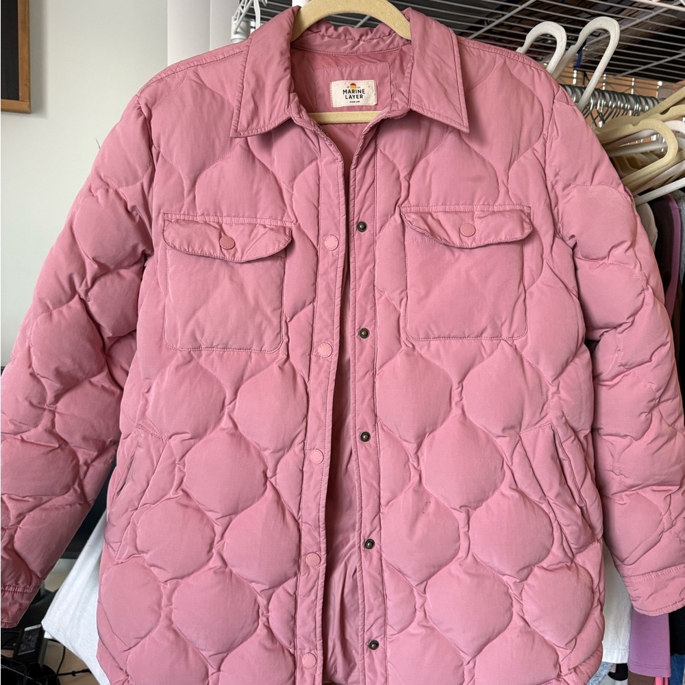 Marine Layer Dusty Rose Leslie Puffer Overshirt